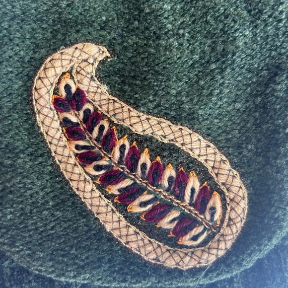 Vintage Rena Lange Cardigan Handmade Knit Embroidered Floral Paisley Fur Collar - Picture 9 of 16